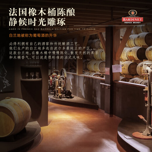 必得利（Bardinet） 法国进口洋酒 VSOP 白兰地 40度 1L 聚会礼物