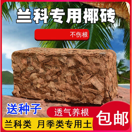Special nutrient soil for orchids, small coconut shell bricks, coarse coconut bran, Phalaenopsis orchid dendrobium plant material, coarse coconut blocks, compressed desalted coconut bricks, 4 pieces of fine coconut bricks + 250 grams of organic fertilizer (seeds included)