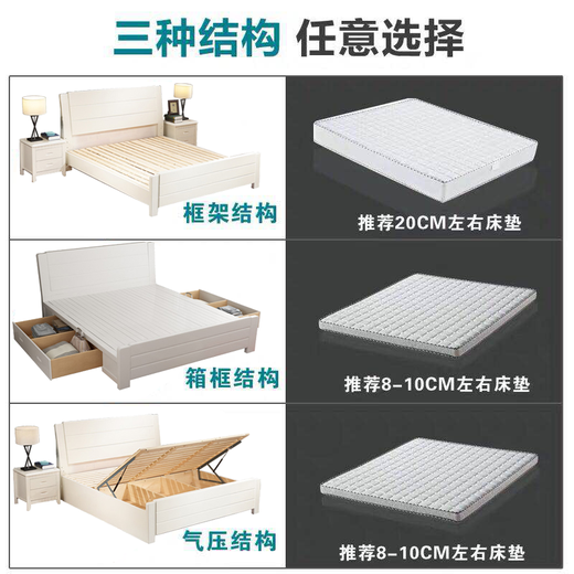 Master bedroom double bed 2 meters 2.2 meters single 1.2 meters bed 1.35 meters solid wood bed 1.8m extra wide bed single bed color remarks 2.0*2.2 (standard frame bed)