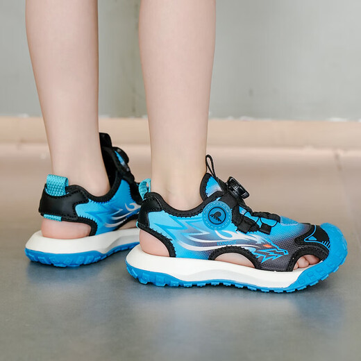 Boys' Baotou Sandals 2025 Summer New Children's Soft Soled Beach Shoes Comfortable and Versatile Student Sports Sandals LDZ8026/Sapphire Blue Size 28 (Inner Length 18.0cm)