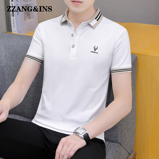 zzang&ins轻奢高端品牌短袖POLO衫男士夏季新款翻领休闲商务宽松 t恤衣服潮 681黑色 XL （建议130-140斤）