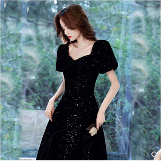 Yun Qiang Yicai Dress Music Student Black Evening Dress Light Luxury Slim Customized French Princess Long Banquet Performance XXL