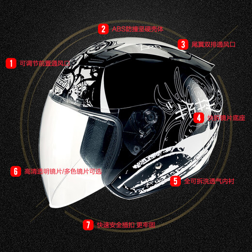Tanked Racing T536 motorcycle helmet half helmet 3C men's and women's all-season sun protection electric vehicle helmet black ZEN-B XXL