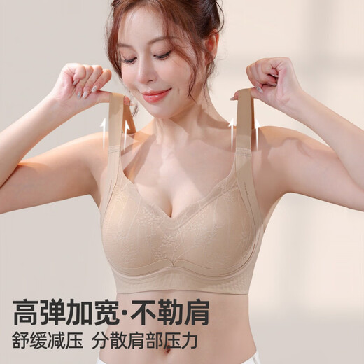 PLANDOO Ropa Interior Sin Costuras Recopilación Y Revelación De Senos Pequeños para Mujer, Levantamiento Y Adelgazamiento De Senos Secundarios, Antiflacidez, Sin Aros, Espalda Hermosa, Sujetador De Verano, Gris Púrpura L 36/80ABC, Adecuado para 105-120 Jin Jin equivale a 0,5 kg