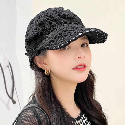 NZTK Baseball Cap Women's Summer Thin Hollow-Anschlusse für Frauen Sommer vielseitiger Strickhut modische und modische MT684 Gray 55-60 cm