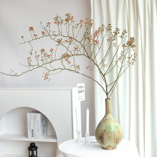 Mountain return natural plant dried flower bouquet living room decoration wabi-sabi wind flower arrangement dry branches decorative ornaments dry branches gourd round bottle