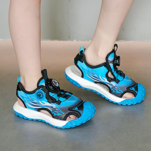 Boys' Baotou Sandals 2025 Summer New Children's Soft Soled Beach Shoes Comfortable and Versatile Student Sports Sandals LDZ8026/Sapphire Blue Size 28 (Inner Length 18.0cm)