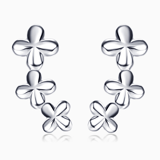 Pt.Charm platinum earrings for women, pt950 platinum earrings, simple and versatile, four-leaf clover, daisy, gift for God, in stock, national inspection certificate, 1.8-1.9g pair