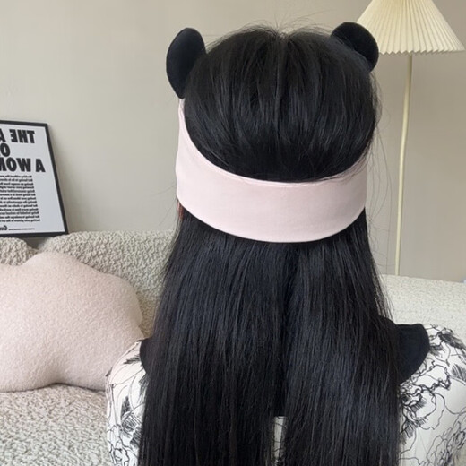 萨拉拉月子发带夏 棉孕妇产后坐月子头巾春夏薄时尚可爱月子SN9713 【高品质发带】国风款熊猫-柔粉