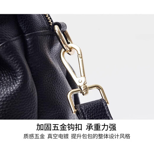 歌洛兹德【真头层牛皮】女包包新款大气送妈妈婆婆斜挎中年单肩手提包大包 黑色