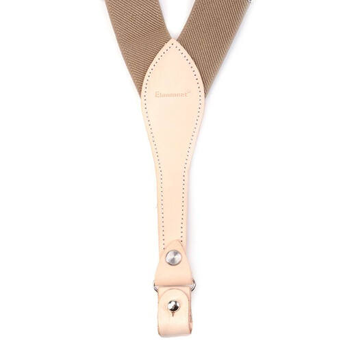 Ilemite capa superior de piel de vacuno clip de liga para hombre pantalones retro tirantes personas gordas gancho anti-caída hebilla suspensor elástico correas elásticas T piel de vaca original-caqui 4 ganchos