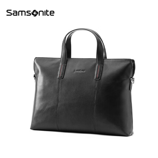 Samsonite chest bag men's soft cow leather waist bag crossbody bag light business shoulder handbag TK9 black