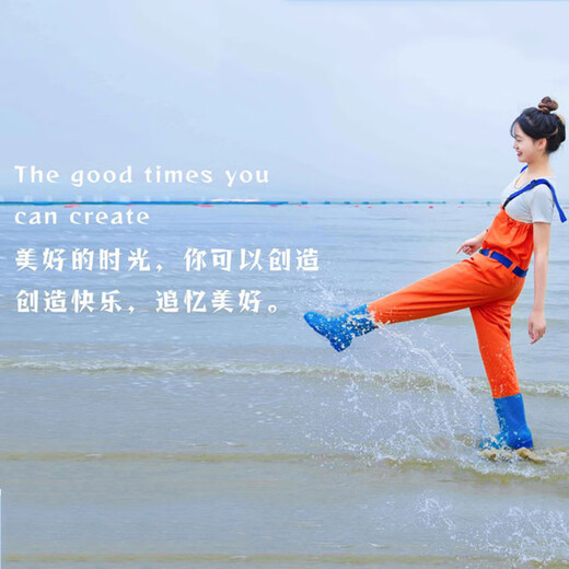 映季下水裤女连体半身带鞋雨裤防水防污防滑捕鱼插秧雨衣涉水游玩雨披 女款绿迷彩半身 36标准鞋码（推荐参考详情图）