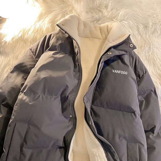 Guangma Baumwollmantel Herren 2024 Neuer gutaussehender Brotanzug Hong Kong Style Lose Ständer Collar Cotton Coat Trendy Cotton Jacket Student Jacke Männer Blau (mit samt verdickter Winterstil) 689 XL schlägt 130-150jin vor [Jin gleich 0,5 kg]