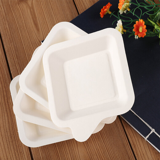 Tinghao disposable paper plate 4-inch square cake disposable plate biodegradable tableware picnic barbecue plate 30 pieces