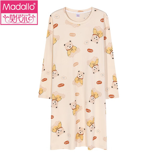 
Modal nightgown for women in spring and autumn pure cotton thin long-sleeved pajamas for women with breast pads integrated sweet and loose home clothes YS9905 L suitable for 100-120Jin [Jin equals 0.5 kg]