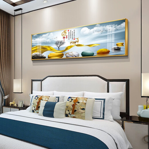 
Mo Painting Lulin Modern Simple Bedroom Decoration Painting Warm Romantic Bedside Painting Hotel Hotel B&B Room Hanging Painting Background Wall Painting 17 Home He Fugui 12147 200*60 Gold Frame (Diamond Inlay Painting) Customized Size