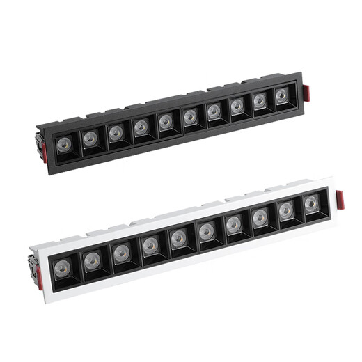 Suoyada (suoyada) LED recessed spotlight grille line light living room bedroom corridor long strip spotlight anti-glare track-type main light 20W black shell white light