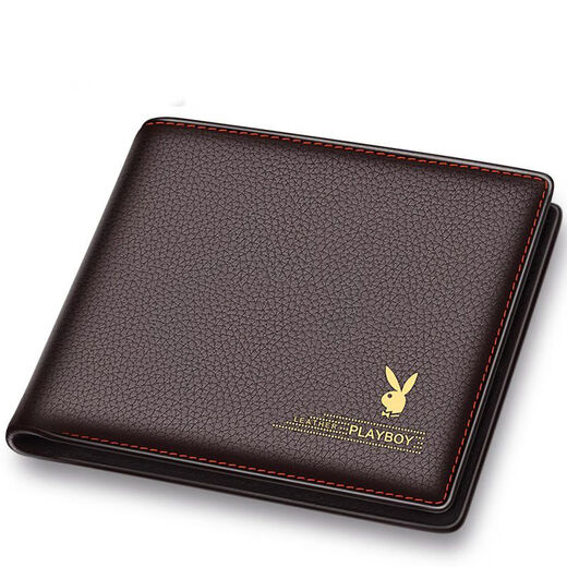 
Playboy wallet men's short business youth wallet short wallet driver's license male student wallet black silk screen belt multi-function card slot for packaging