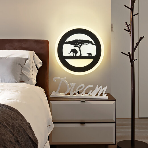 Chunlu Simple Postmodern Bedside Lamp Creative Bedroom Living Room Nordic LED Acrylic Aisle Background Wall Lamp Wine Red Circle Monochrome