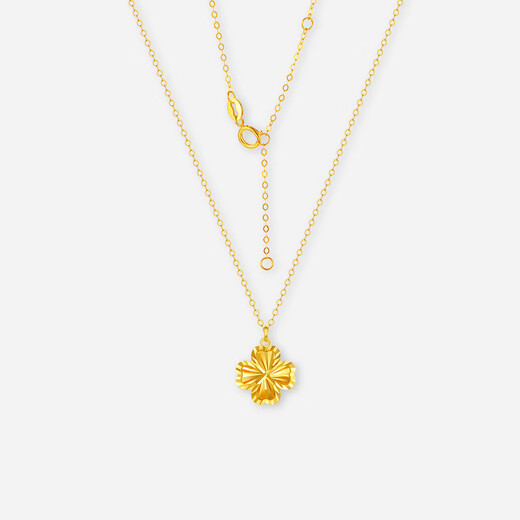 Saturday blessing 18K gold necklace women's four-leaf clover necklace color gold necklace birthday gift C0614040 40+5cm