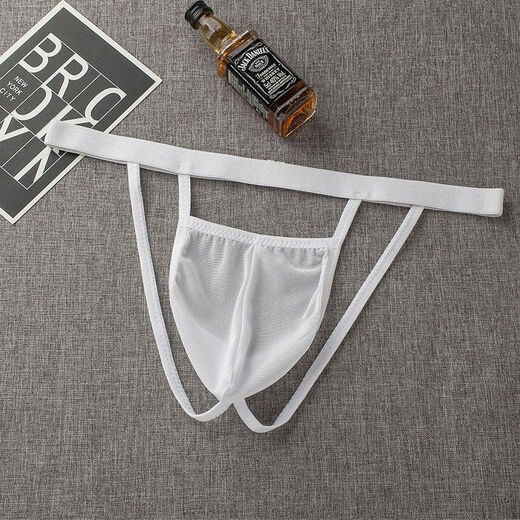 Wen Shiou men's sex double thong new style tight and sexy transparent mesh rear open gear without taking off men's underwear gay confidential black 90-160Jin [Jin equals 0.5 kg] inside wear