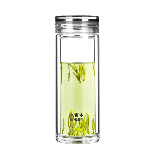 
Shui Yisheng glass cup double layer water cup men's tea cup business brewing tea cup office cup crystal cup transparent micro-calorie g719 400ml normal version