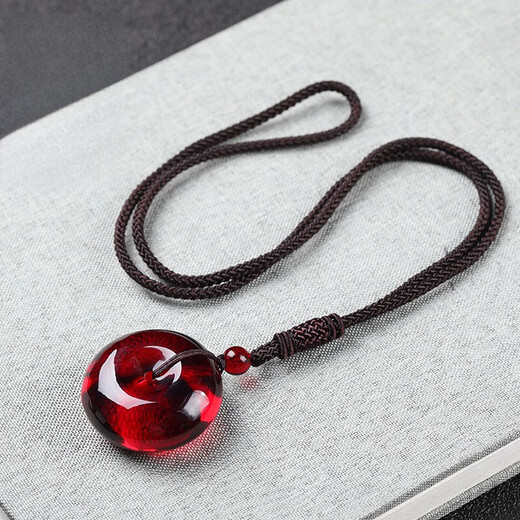 Pupan Lao Phoenix Natural Myanmar 5A Blood Amber Peace Buckle Pendant Necklace Raw Baltic Amber Pendant for Men and Women Blood Amber Peace Buckle Small Rope 0 Carat Style with Certificate