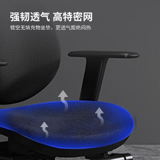 科至途人体工学电脑椅升降办公升降椅书房家用舒适久坐书桌学 HW-1049黑色PU-双背护腰椅
