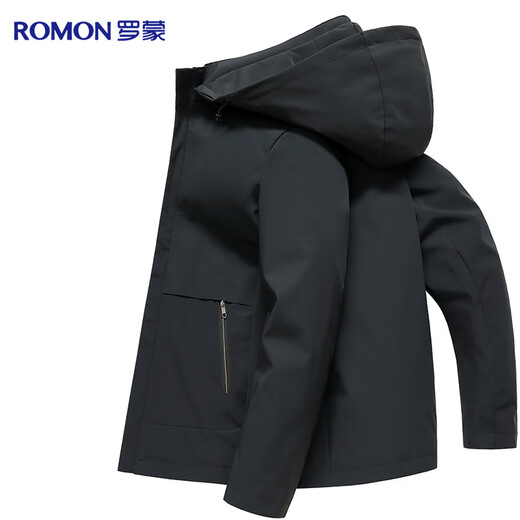 Romon windproof and anti-wrinkle jacket men's spring and autumn detachable hooded top business casual windbreaker jacket men's clothing