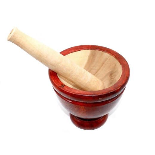 RSRDDY Thai-style chicken feet drum, Dai-flavored mortar chicken feet, household solid wood garlic grinder, wood chili pepper pounding bowl, diameter 14cm, depth 8cm, about 6 size