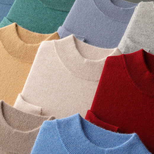 Ordos City cashmere sweater for men's half turtleneck pure cashmere large size thickened pullover sweater base knitted official store flagship 1980 m camel M
