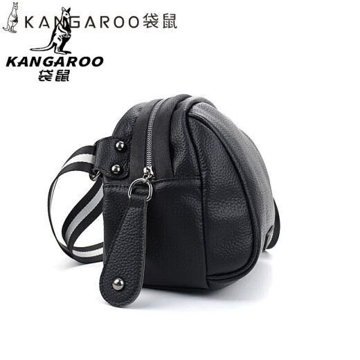 
Kangaroo (KANGAROO) genuine leather women's bag 2024 new fashion one-shoulder crossbody bag solid color soft leather shell bag casual large capacity cowhide waist bag regular version pure black shoulder strap