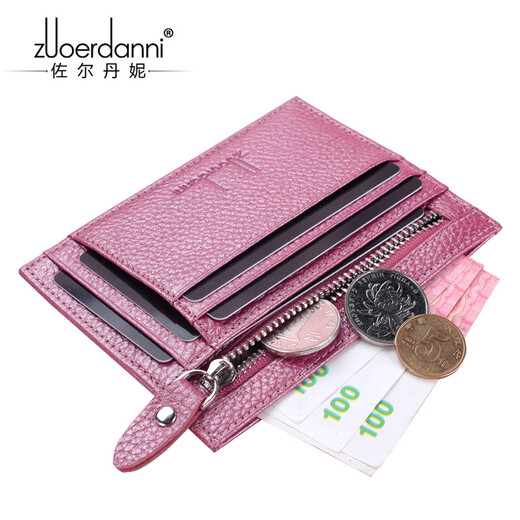 Sac de carte zordani pour femmes mini mode ultra-mince multi-cartes à carte de vache de vache de vache sac de carte sac pour cartes de carte de carte de carte de carte de carte de carte 1020 gris orchidée