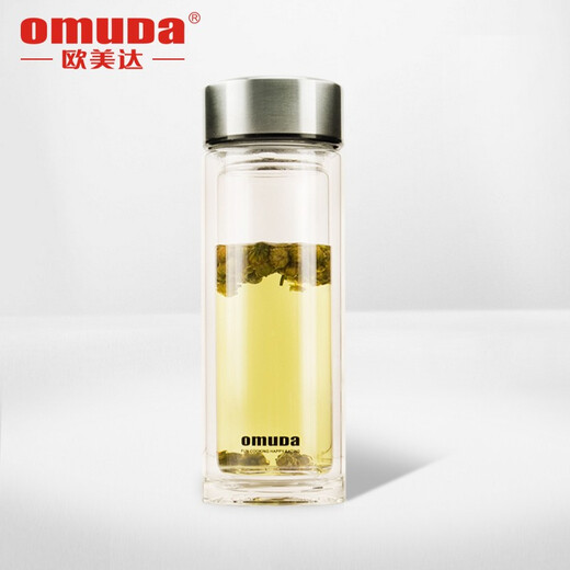 Omuda (Omuda) Omuda Double-Layer Crystal Glass Cup мужская и женская универсальная чашка для водяной чашки с двойной теплоизольтной чашкой с крышкой портативной чайной чаш
