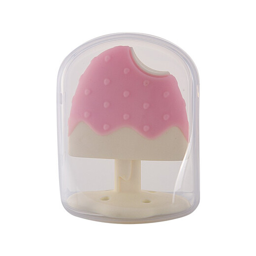 Liqier Baby Teether Baby Teething Silicone Gum Massager Baby Chew Toy Ice Cream Sea Orange (With Storage Box 0-3 Months 1 Box 0 Box
