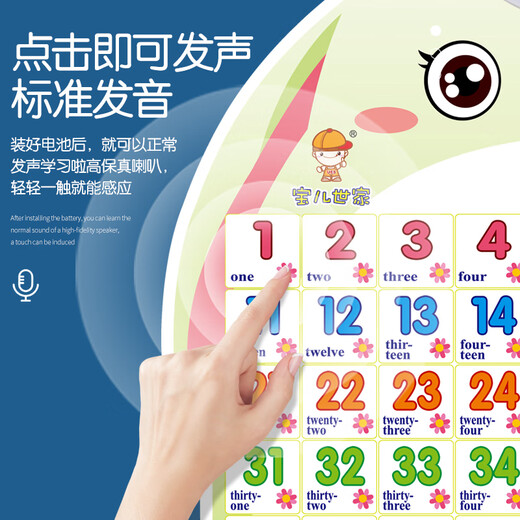 儿童早教有声挂图婴幼识字认知玩具一岁点读发声动物数字拼音墙贴 【拼音】