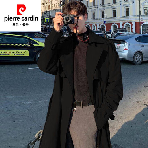 皮尔卡丹（pierre cardin）新款风衣男中长款韩版春秋季潮流宽松过膝大衣英伦风外套男2024 浅棕色【复合】 加厚 XL