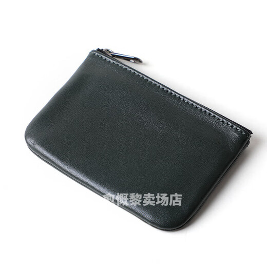 Bun Peng sheepskin zipper coin key bag Genuine sheepskin men's short small wallet Mini coin clutch for women black small size