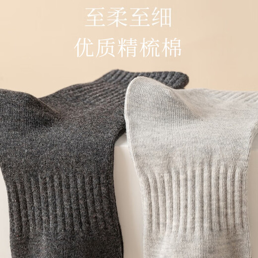 浪莎10双装男士袜子男秋冬中筒袜新疆棉抗菌吸汗运动休闲长袜纯色潮袜