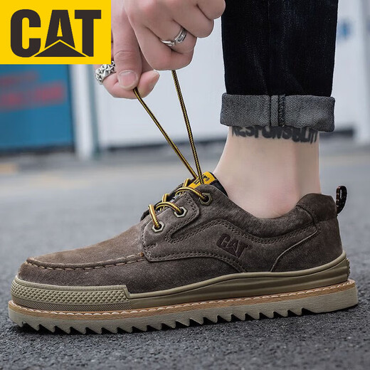 Carter CAT Low-top Men's Shoes Casual Men's Shoes Fashion versatile Martin Boots Heightening Men's Shoes Working Shoes 8050 Sand Color 42 Standard Size