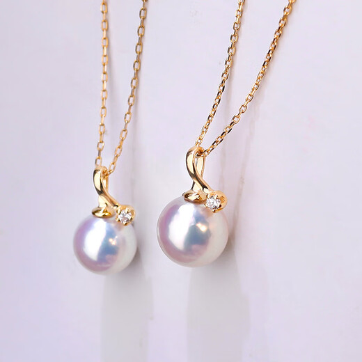 DR GRAFFCARNY natural Japanese akoya freshwater pearl pendant 18K flower bead goddess necklace clavicle chain gift 18K diamond goddess grade 7.5-8mm