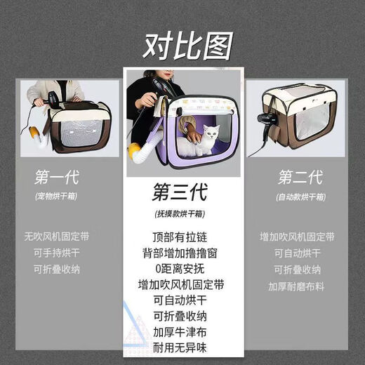 Pet drying box hair dryer, cat hair dryer, dog bathing artifact, fully automatic household foldable and convenient storage 1-20 Jin Jin equals 0.5 kg, luxury model + foot pad + low noise dryer