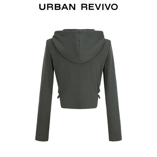 UR2024 Autumn New Women's Street Trend Hollowed Double Zipper Drawstring Hooded Jacket UYV140017