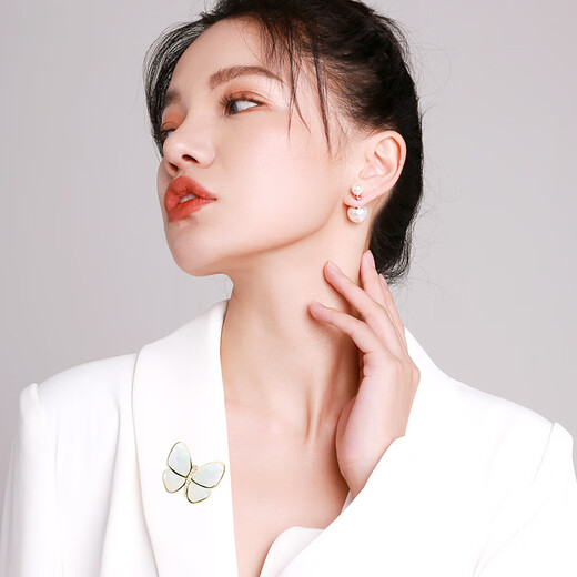 Qlady butterfly brooch, high-end female brand, corsage, suit, anti-exposure, mother-of-pearl brooch, silk scarf buckle, birthday gift for elders