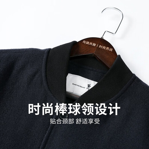 Dances with Wolves Lined Wool Jacket Men's 2025 Autumn and Winter Men's Outerwear Gold Embroidered Baseball Uniform Men's 13E Dark Blue-1372 S (165)