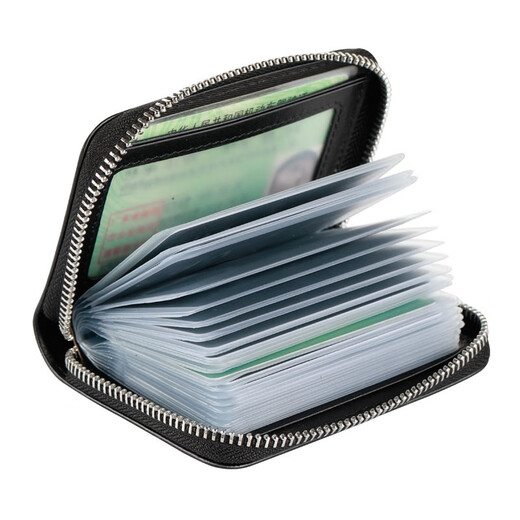 Ehrenmann große Kapazität Echtes Ledertasche, Herren- und Frauen erste Schicht Cowide Card Bag, Führerschein Ledertasche, Organ-Kartentasche, Schwarz