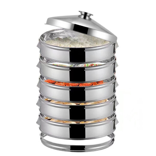 Qiermei commercial thickened steamer stainless steel steamer household large steamer commercial steamed bun steamer multi-layer thickened 40cm hole type (2 drawers + 1 cover + 1 tripod)