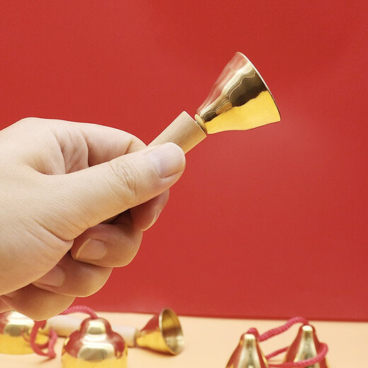 Orff children's percussion instrument handle large and small bell bells kindergarten early education vocal practice teaching bell bell pure copper toys pure copper large handle bell bells pair (4.5cm)