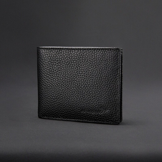 Libellule rouge [Couche supérieure Cowhide] Boîte de portefeuille courte Portefeuille portefeuille pour hommes Portefeuille multiple par carte portefeuille masculine noir